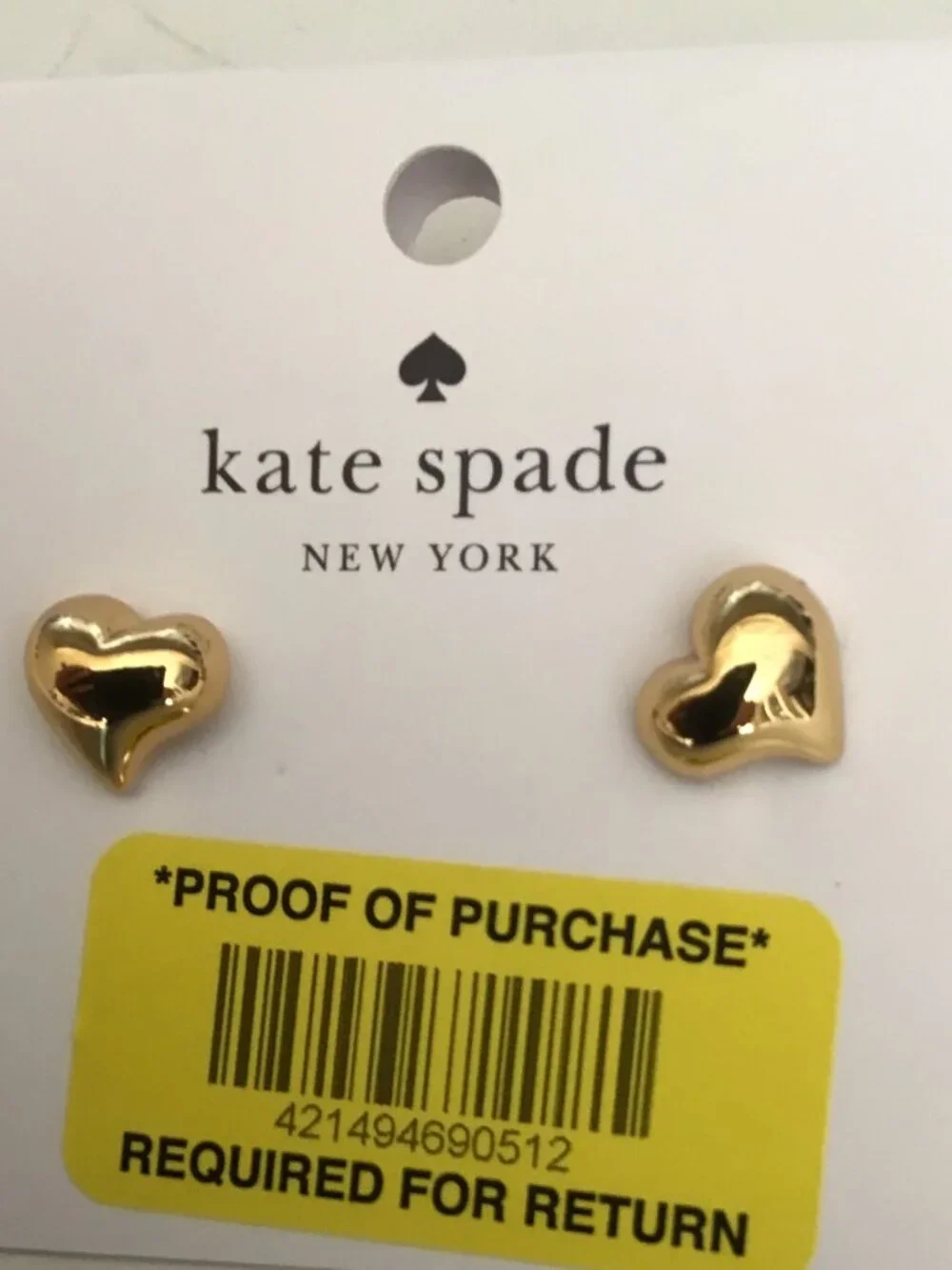 Kate Spade New Small Curvy Gold Heart Earrings
